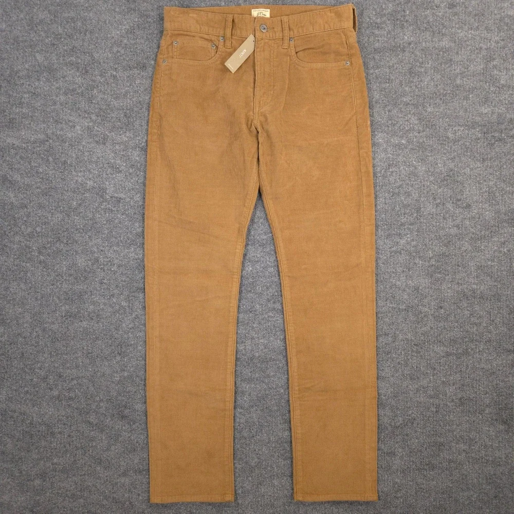 J Crew 770 Corduroy Pants Mens 29X32 Brown Slim Straight Fit 5 Pocket Preppy NEW